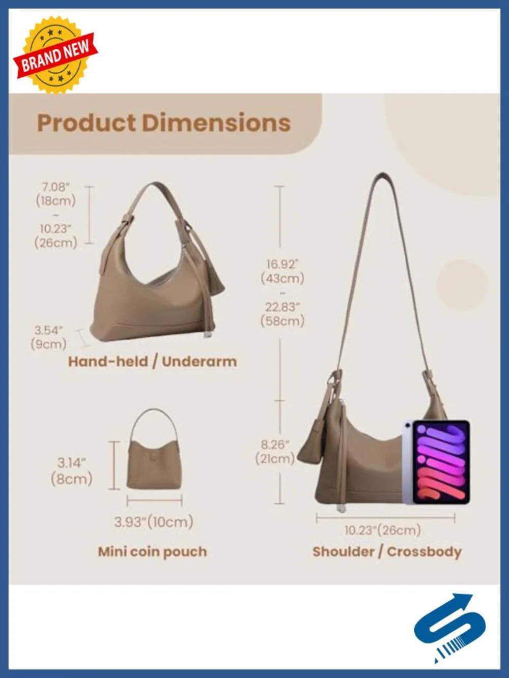 Genuine Leather Slouchy Crescent Hobo Crossbody Bag with Adjustable Strap